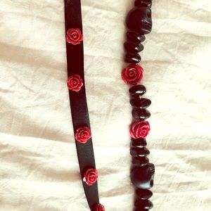 Matching rose choker and bracelet